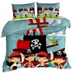 Parure de lit en satin de coton 3d 140x200cm pirates du pays imaginaire