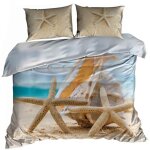 Parure de lit en satin de coton 3d 160x200cm coquillage sur la plage