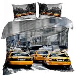 Parure de lit en satin de coton 3d 160x200cm taxi new york