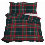 Parure de lit en satin de no�l 220x200 carreaux rouge vert