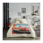 Parure de lit today java - 2 personnes - 240x220 cm - coton - imprim� london - blanc cass�
