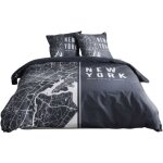 Parure de lit today java - 2 personnes - 240x220 cm - coton - imprim� new york - noir