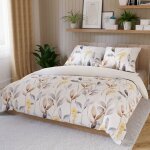 Parure de lit zaria 160x200 cm - satin de coton, motif floral d�licat