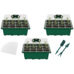 Mini serre pour plantes, 3 pices 12 cellules intrieure plateau semis, plateaux de culture avec couvercle, ...
