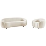 Pascal morabito - canapé 3 places et fauteuil en tissu bouclette blanc ivoire bovana de Pascal morabito - canapé 3 places et fauteuil en tissu bouclette blanc ivoire bovana de