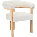 Pascal morabito - chaise avec accoudoirs en tissu bouclette et bois d'h�v�a naturel - blanc - livelia ...