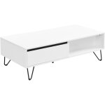 Pascal morabito - table basse avec 2 tiroirs et 2 niches en mdf et acier - blanc et noir - abuja de Pascal morabito - table basse avec 2 tiroirs et 2 niches en mdf et acier - blanc et noir - abuja de