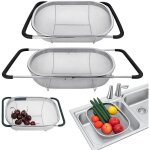 Passoire ovale en acier inoxydable de qualit� sup�rieure avec panier � mailles fines et poign�es extensibles ...