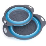 Passoire pliable en silicone, bleu, pour cuisine / usage domestique, 2 pi�ces