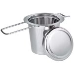Passoire � th� en acier inoxydable 304 avec couvercle et poign�e pliable, filtre � th� pour th�i�res, ...