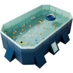 Pataugeoire pour enfants - piscine familiale pliable non gonflable de jardin pour adultes - bleu (210 ...