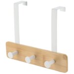 Tendance - patere bambou metal 3 crochets - bambou blanc