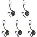 Pat�res en c�ramique r�tro bronze, 5 pi�ces crochets muraux de style pastoral crochets de chapeau crochets ...