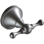 Pat�re en laiton, pat�re porte - serviettes, fixation murale, double crochet (gris fonc�)