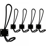 Pat�re murale noire, lot de 5 crochets muraux et pat�res, crochets m�talliques pour salle de bain, toilettes ...