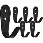 Patere murale noire, 6 crochets porte manteau acier inoxydable lourd mtal grande j crochet individuelle ...