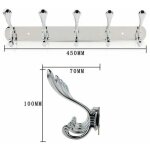 Patre de salle de bain patre mural  5 crochets - inox - argent - 45 x 7 x 10 cm