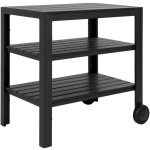 Paulette - desserte � roulettes noires en aluminium et plateaux effet bois