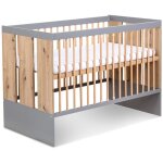 Pauline lit bb enfant volutif  barreaux avec sommier rglable bois / gris 120x60 cm