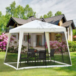 Pavillon de jardin 3x3 m cr�me avec moustiquaires, toit polyester d�perlant 160 g / m�, structure acier ...