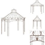 Pavillon de jardin marron antique 400x258x378 cm fer - abri jardin - gazebo - pergolato - structure ext�rieure ...