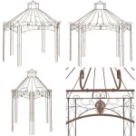 Pavillon de jardin marron antique 400x258x378 cm fer - abri jardin - gazebo - pergolato - structure extrieure ...