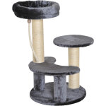 Pawhut - arbre � chats 2 griffoirs grattoirs sisal naturel 3 plateformes corde � grimper dim. � 40 x ...