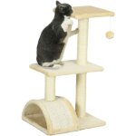 Pawhut - arbre  chat griffoir grattoir design jeu boule suspendue 2 plateformes peluche sisal naturel ...