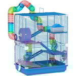 Pawhut - cage pour hamster souris rongeur 4 tages avec tunnels mangeoire roue maison chelles dim. 46l ...