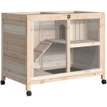 Pawhut cage � lapin clapier sur roulettes petit enclos animaux en bois massif 2 �tages toit ouvrant plates ...