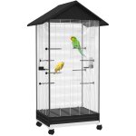 Cage oiseau sur roulettes - grande volire - plateau dejection amovible, mangeoires, perchoirs, portes ...