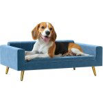 Canap chien style art dco - dim. 94l x 59l x 31h cm - coussin amovible dhoussable - acier dor velours ...