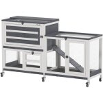 Pawhut - clapier lapin sur roulettes - 3 portes, 2 toits ouvrants - 3 plateaux djection - bois mtal ...