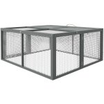 Clapier pliable avec poigne - cage  lapin - toit ouvrant, porte - 110 x 105 x 50 cm - acier bois gris ...