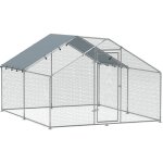 Pawhut - enclos poulailler chenil 10, 2 m - parc grillag dim. 3l x 3, 4l x 1, 9h m - espace couvert ...