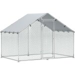 Enclos poulailler chenil 5, 1 m couvert - parc grillag dim. 3l x 1, 7l x 1, 9h m - porte - acier galvanis ...