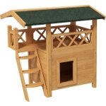 Maison lodge chat chien - niche villa avec terrasse, escalier, toit - 77 x 50 x 73 cm - bois pin pré ... Maison lodge chat chien - niche villa avec terrasse, escalier, toit - 77 x 50 x 73 cm - bois pin pré ...