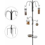 Pawhut station d'alimentation mangeoir � oiseaux sur pied 6 crochets 4 mangeoires suspendues pour cacahu�tes ...