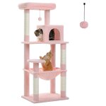 Pawz road - arbre  chat en bois, tour de chat moderne, avec griffoirs sisal, condo confortable et grand ...