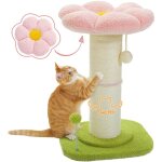 Arbre  chat fleur, griffoir pour chat de gros diamtre 14cm avec coussin amovible, pompon et boule  ...