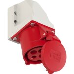 Pce - prise industrielle femalle rouge en saillie avec clapet 32a 4p 400v 6h ip44