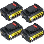 Pdstation - 4 pi�ces 18v 5. 5ah batterie de rechange pour dewalt batterie 18v dcb184 dcb182 dcb200 dcb201 ...
