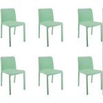 Pegane - lot de 6 chaises de jardin empilables en rsine coloris vert - longueur 48 x profondeur 53 x ...