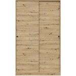 Pegane - armoire, placard avec 2 portes coulissantes coloris chne nordique - longueur 120 x hauteur ...