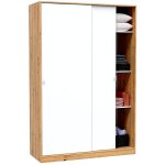 Pegane - armoire, placard avec 2 portes coulissantes coloris chne nordique, blanc artic - longueur 120 ...