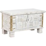 Coffre de rangement en manguier et mtal coloris blanc - longueur 80 x profondeur 40 x hauteur 45 cm ...