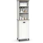 Pegane - colonne de salle de bain , meuble de rangment coloris blanc, chne cambrian - longueur 46, 5 ...