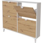 Meuble � chaussures, commode � chaussures coloris blanc, ch�ne - hauteur 97 x longueur 116 x profondeur ...