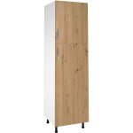 Pegane - meuble colonne de cuisine avec 2 portes coloris chne albar - hauteur 200 x longueur 60 x profondeur ...