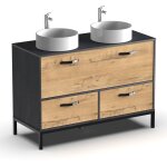 Pegane - meuble vasque pour salle de bain coloris imitation marbre, chêne - longueur 120 x profondeur ... Pegane - meuble vasque pour salle de bain coloris imitation marbre, chêne - longueur 120 x profondeur ...